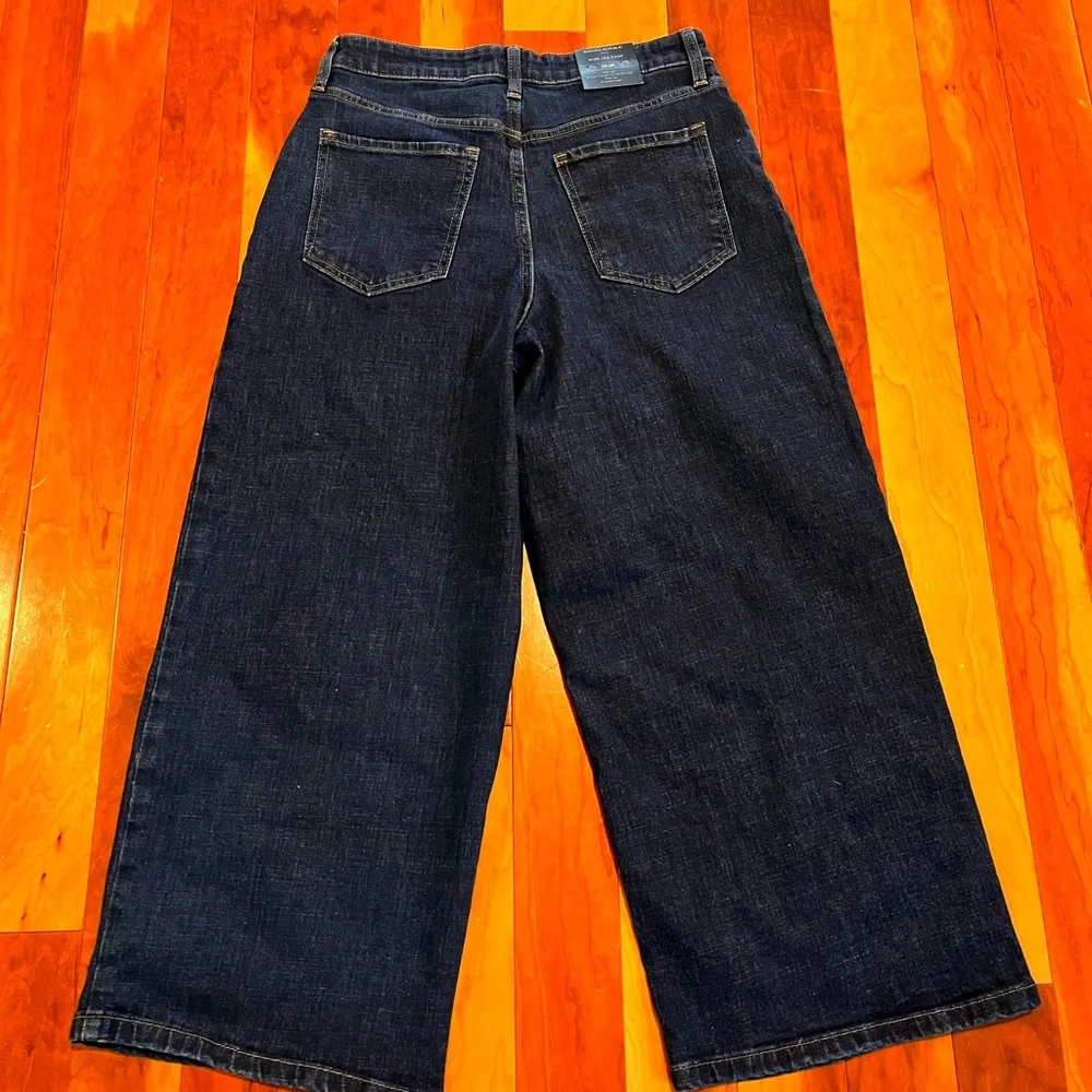 Banana Republic NWT Jeans Womens 28/6 Dark Wash Pleated Wide-Leg Crop High Rise